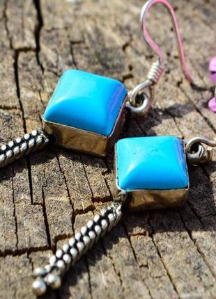 Шикарные стильные серьги! серебро! голубой камень! germany!