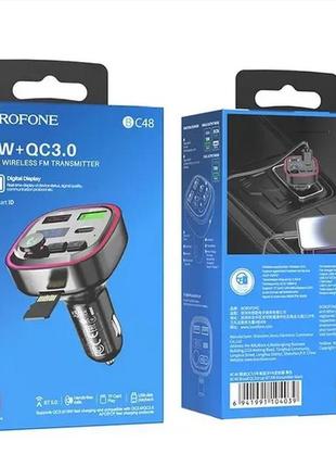 Автомобильный bluetooth блютуз модулятор fm фм трансмиттер borofone bc48