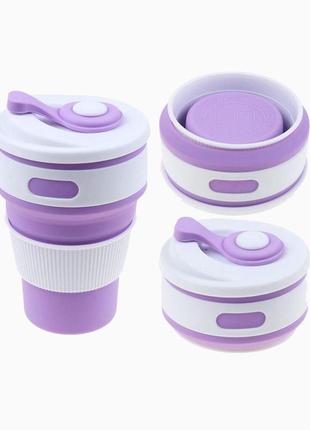 Стакан складной силиконовый с крышкой art 7194 silicon magic cup в коробке (100 шт)