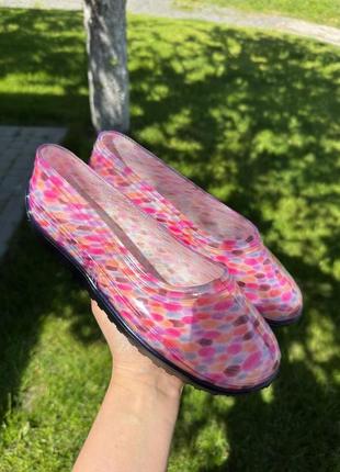 Галоши женские для дачи разноцветные 36-42 йрасцветка розовый горошек фирма литма litma