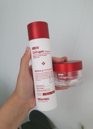 Тонер та крем антивікові з ретинолом medi-peel retinol 6 collagen lifting