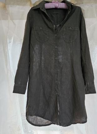 Льняное фирменное платье рубашка хаки butch 36-38
