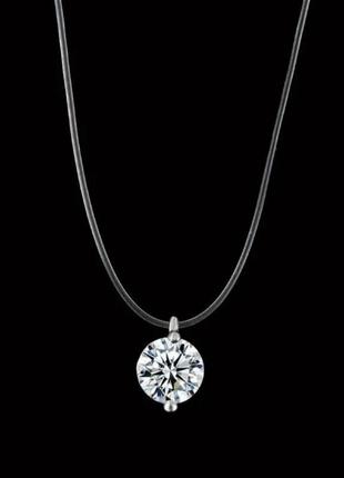 Чокер кулон сияющий камушок на силиконовой нитке застежка цепочка