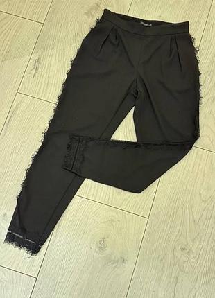 Летние шифоновые легкие брюки с кружевными вставками от zara