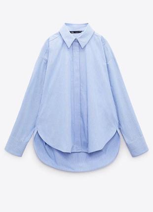 Рубашка голубая в полоску zara