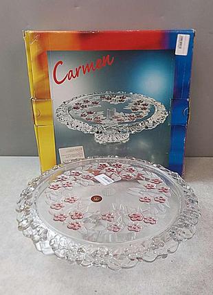 Тарілка б/у тортівниця carmen rose wg 34 см w2483 walther glass