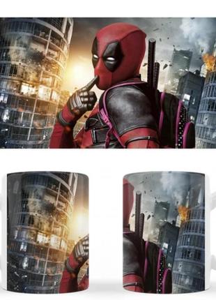 Чашка біла керамічна deadpool (дедпул) abc