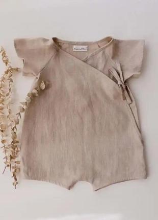 Льняний комбінезон для немовля, ромпер комбінезон