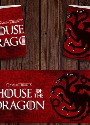 Чашка белая керамическая с принтом  "дім дракона"  house of the dragon  abc