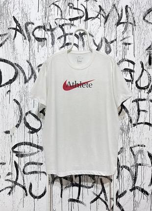 Футболка nike dri fit athlete, оригинал, большое лого, удобная, легкая, белая