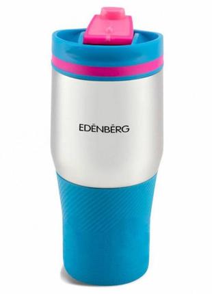 Термокружка edenberg eb-631-blue 380 мл голубая мини термос термо-кружка