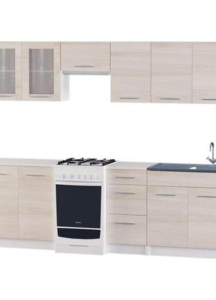 Кухня модульна эверест эко набор №12 ясень шимо светлый+белый 2,5 м (dtm-2955)