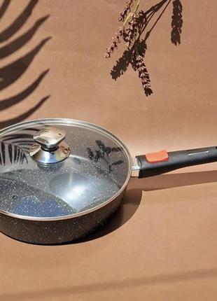 Сковорода глубокая с крышкой edenberg eb-14143 28 см алюминиевая с антипригарным покрытием сковородка