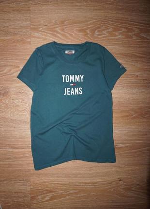 Хлопковая зеленая футболка tommy hilfiger