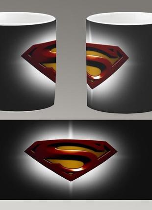 Чашка біла керамічна "супермен логотип" superman — logo aurora