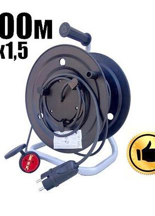 Подовжувач на котушці з виносною розеткою серія pro 100м 2х1.5мм