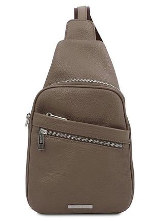 Рюкзак на одно плечо из мягкой кожи tuscany leather tl142022, рюкзак слинг (темно-синий)