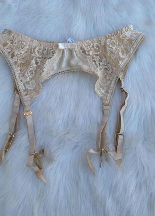 Пояс для чулков с кружевом бежевый la senza