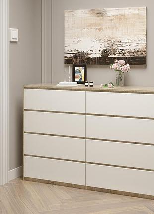 Комод эверест на 8 ящиков микс-5 (телескопы) 13855х38х97,7 сонома + белый (dtm-2058)