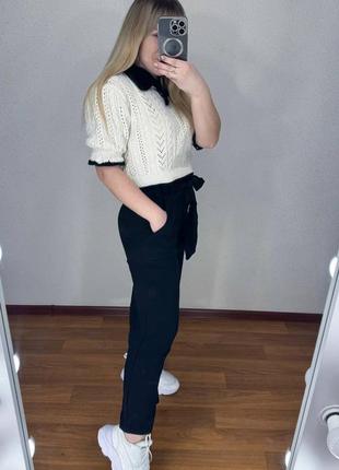 Натуральные летние брюки из хлопка с поясом2 фото