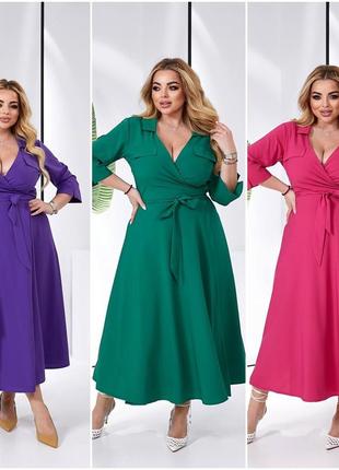 Літня красива сукня вільного крою на запах із софту розміри батал