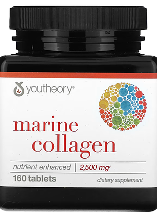 Youtheory, морской коллаген, 2500 мг, 160 таблеток (500 мг в 1 таблетке)