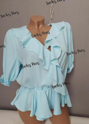 Блакитна жіноча блуза . заміри в описі