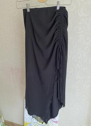 Черная шелковая юбка topshop