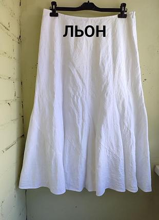 Невероятно красивая белая длинная льняная юбка с вышивкой per una