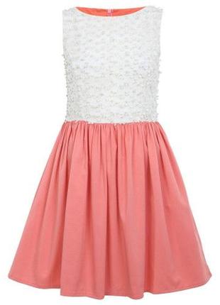 Платье мини с пышной юбкой и фактурным лифом "miss selfridge", uk10/eur38.