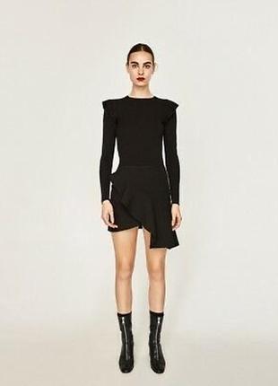 Юбка юбка волан рюша мини базовая zara