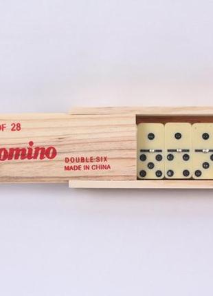 Домино классическое 4006д в деревянной коробке