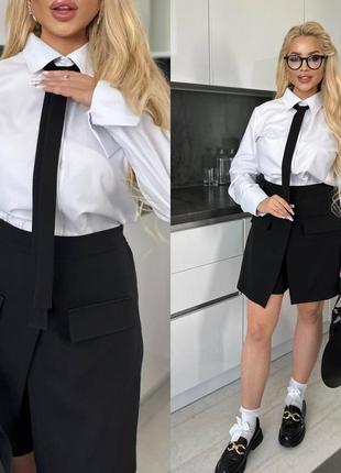 Блузка базовая,белая,из натуральной ткани,коттон с галстуком и обьемными манжетами