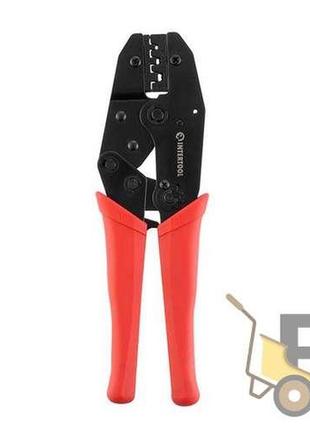Кліщі для обтиску контактів з храповим механізмом (0,5-1/1,5-2,5/4-6мм) intertool ht-7050