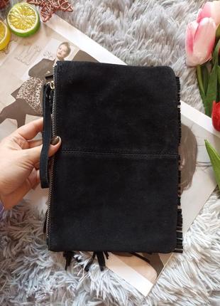 Замшевый клатч с кисточками mango🥭