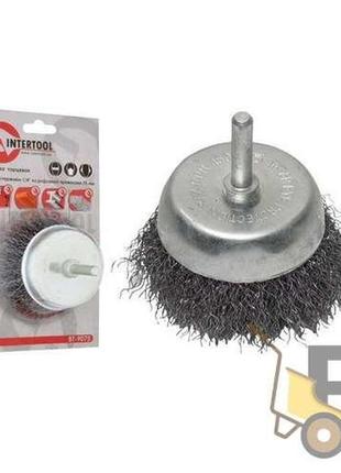 Щітка чашкова 75 мм для дрилі (кручений дріт) intertool bt-9075