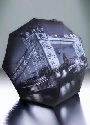 Зонт полуавтомат toprain, компактный женский зонт с системой антиветер, зонт с принтом на 9 спиц