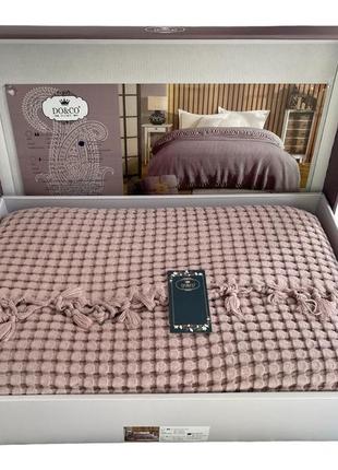 Вафельный плед do&go deluxe waffle pique lilac хлопок 220-220 см фиолетовая