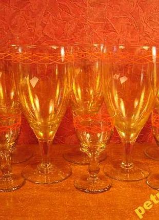Набор. бокалы(фужеры)5 шт.+рюмки 5шт. хрусталь ссср(р151) № 784