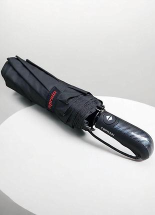 Мужской черный зонт от toprain, складной, автомат, 9 спиц - система антиветер, очень хорошее качество