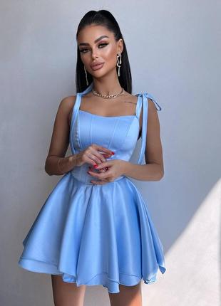 Атласна корсетна сукня міні з подвійною спідницею, плаття міні з королівського атласу...