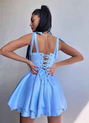 Атласна корсетна сукня міні з подвійною спідницею, плаття міні з королівського атласу...