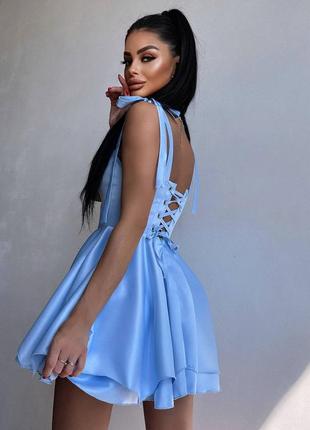 Атласна корсетна сукня міні з подвійною спідницею, плаття міні з королівського атласу...