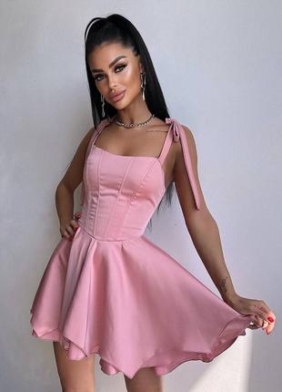 Атласное корсетное платье мини с двойной юбкой, платье мини из королевского атласа с пышной юбкой