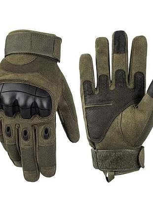 Тактичні рукавички військові з пальцями штурмові gloves ff 21 у кольорі оливи l