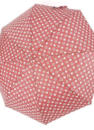 Компактный зонт женский полуавтомат складной toprain с 8 спицами, антишторм, красный.