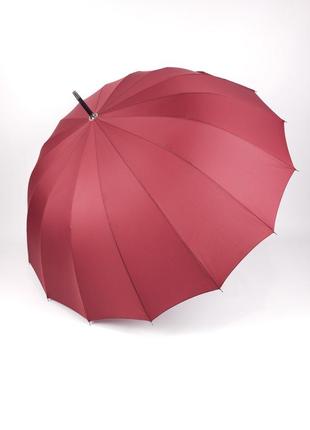 Женский зонт трость семейный, большой, антиветер, полуавтомат на 16 спиц, красный