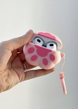 Чохол рожева лапка airpods 1, airpods 2, airpods 3, airpods pro, airpods, airpods pro