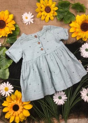 Мятна муслінова сукня на 0-3 міс