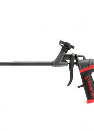 Пистолет для монтажной пены с полным тефлоновым покрытием профессиональный + 4 насадки intertool pt-0610